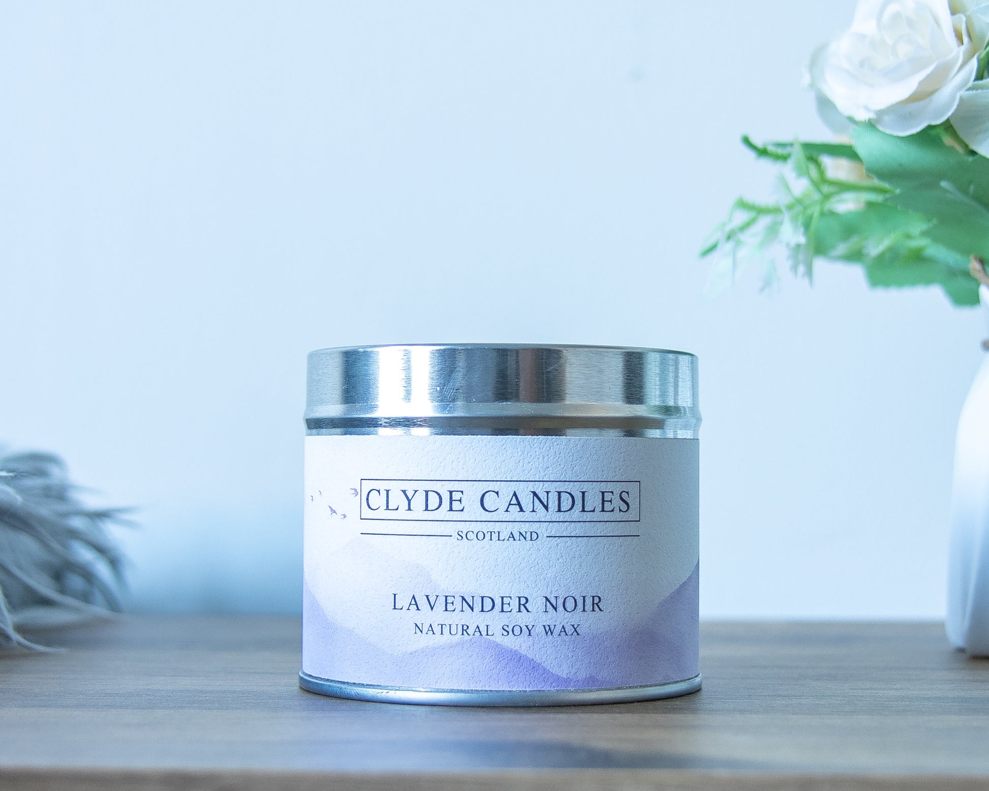 Lavender Noir Candle Tin Natural Soy wax, Scottish Candles, Clyde Candles