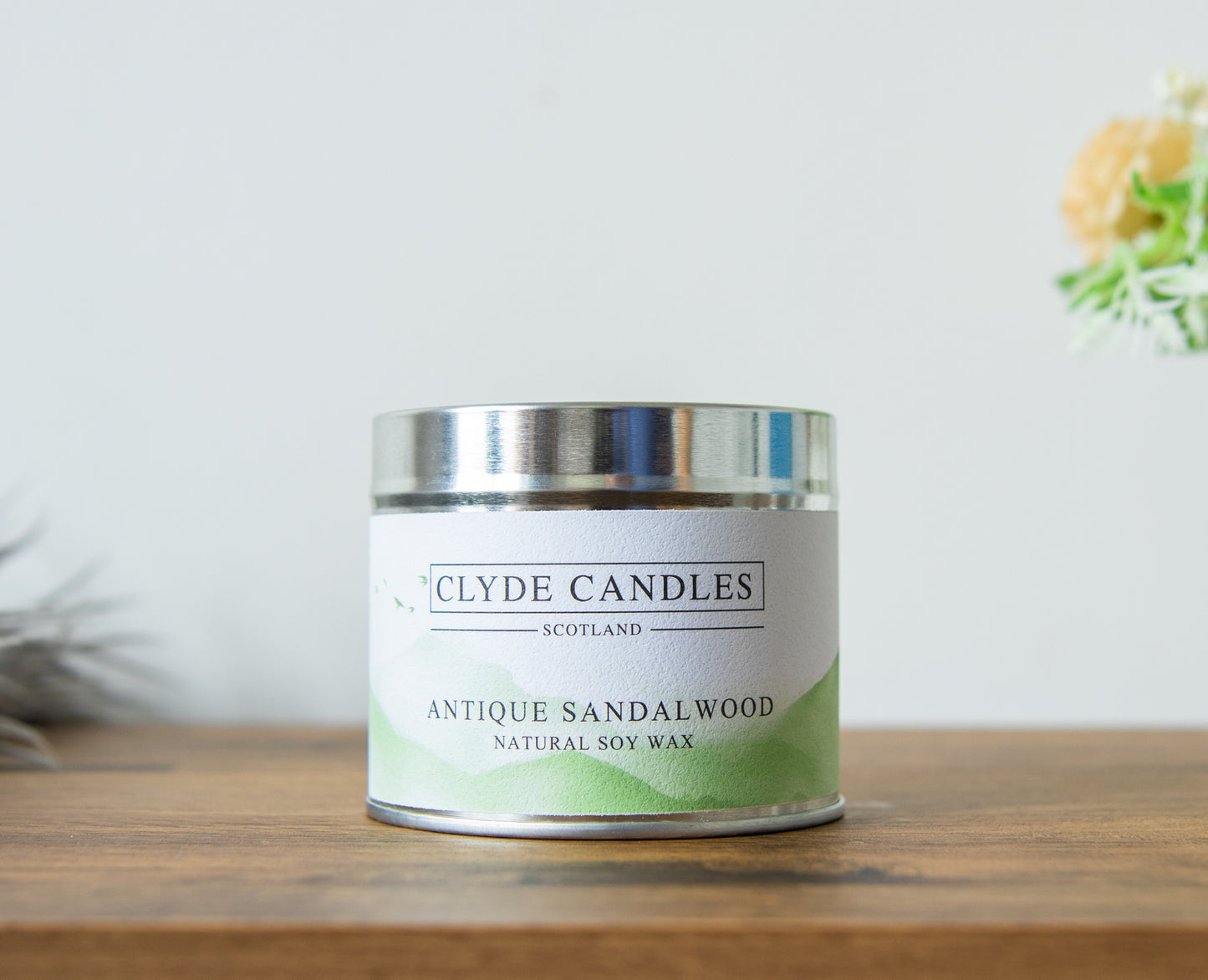 Antique Sandalwood Scented Candle Tin, Natural soy wax, Scottish Candles, Clyde Candles