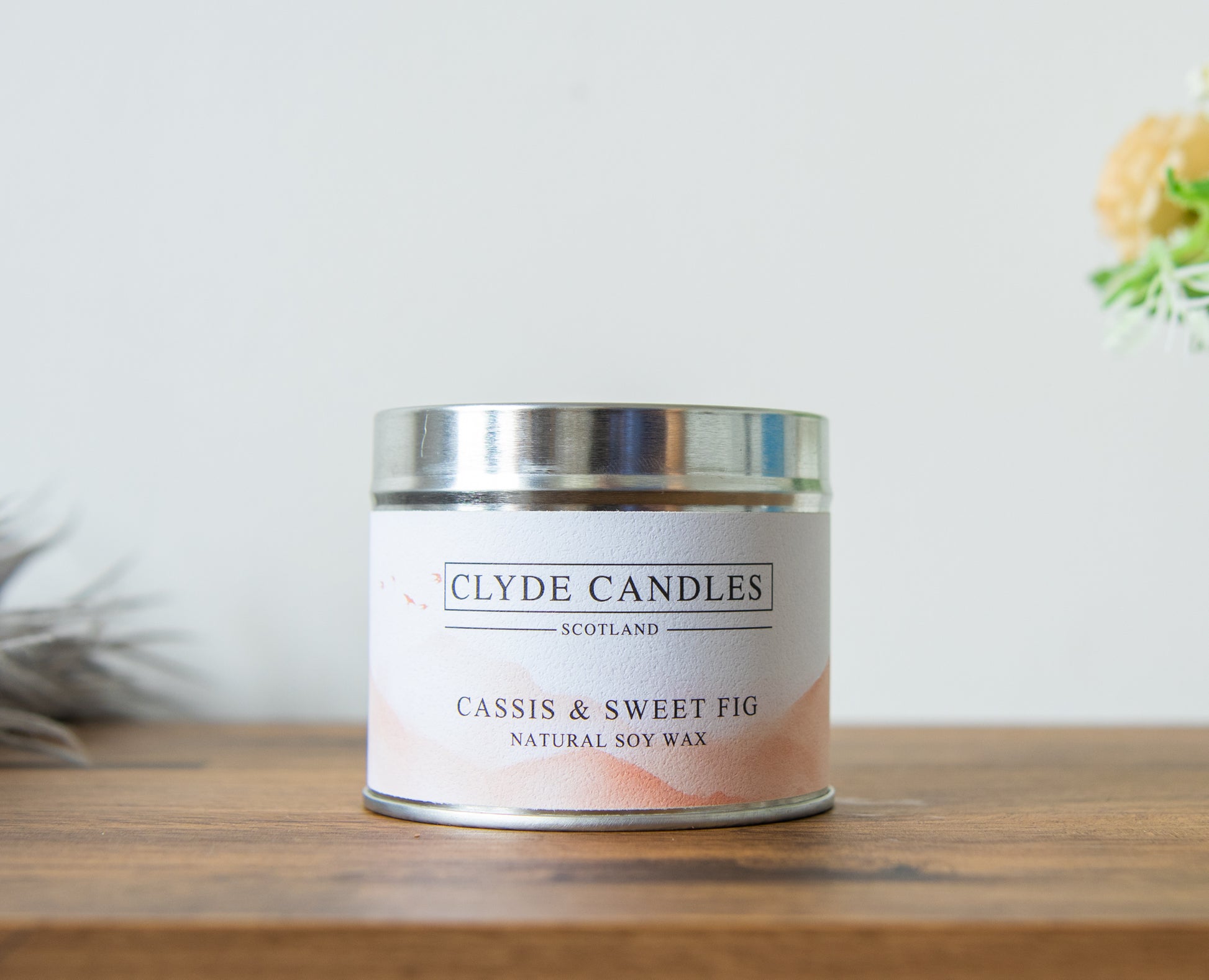 Cassis & Sweet Fig Candle Tin Natural Soy wax, Scottish Candles, Clyde Candles