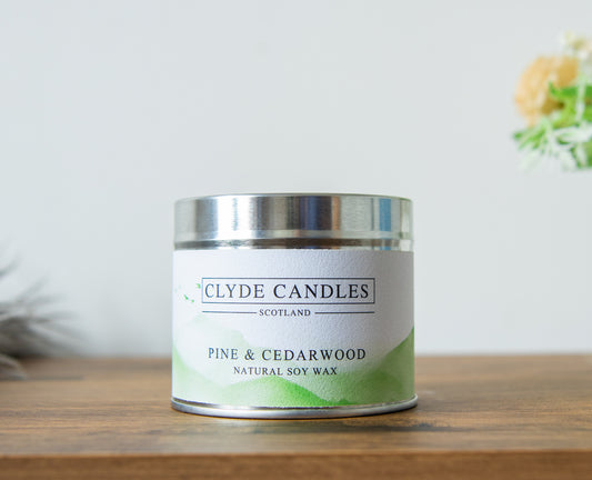 pine and cedarwood scented candle, Christmas tree candle, christmas gifts, clyde candles